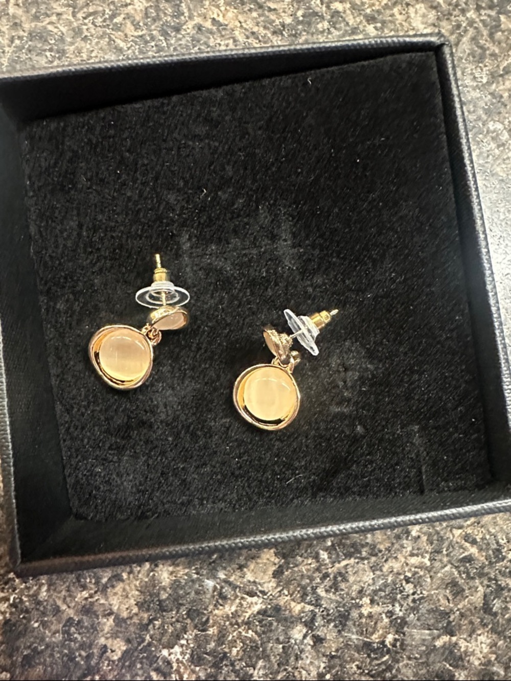 Gold Disc Drop Stud Earrings for Women